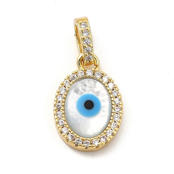 

PandaHall Brass Micro Pave Cubic Zirconia Charms, with Cellulose Acetate(Resin) Evil Eye, Golden, Oval, 12x10.5x3.5mm, Hole: 5.5x3.5mm..., Blue