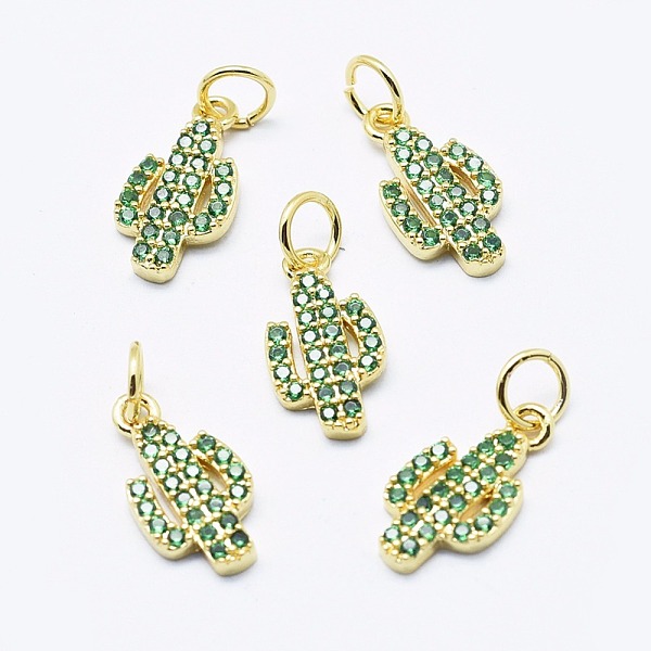 

PandaHall Brass Micro Pave Cubic Zirconia Charms, Cadmium Free & Nickel Free & Lead Free, Cactus, Green, Golden, 14x7.5x2mm, Hole: 3mm...