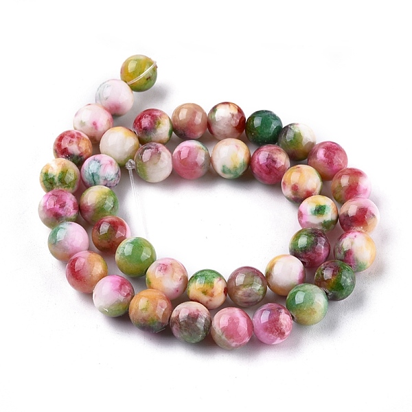 

PandaHall Jade Beads Strands, Natural White Jade, Dyed, Round, Colorful, 10mm, Hole: 1.5mm, about 40pcs/strand, 15.7 inch White Jade Round