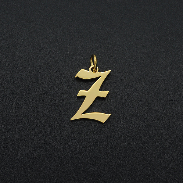 

PandaHall 201 Stainless Steel Pendants, with Jump Ring, Old English, Letter, Laser Cut, Golden, Letter.Z, 16x11x1mm, Hole: 3mm 201 Stainless...