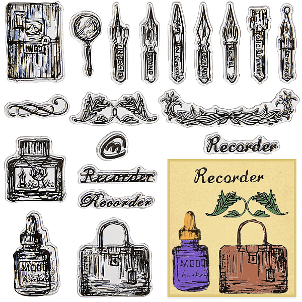 

PandaHall Clear Silicone Stamps, for DIY Scrapbooking, Photo Album Decorative, Cards Making, Pen, 110x160x2.5mm Silicone Pen Clear