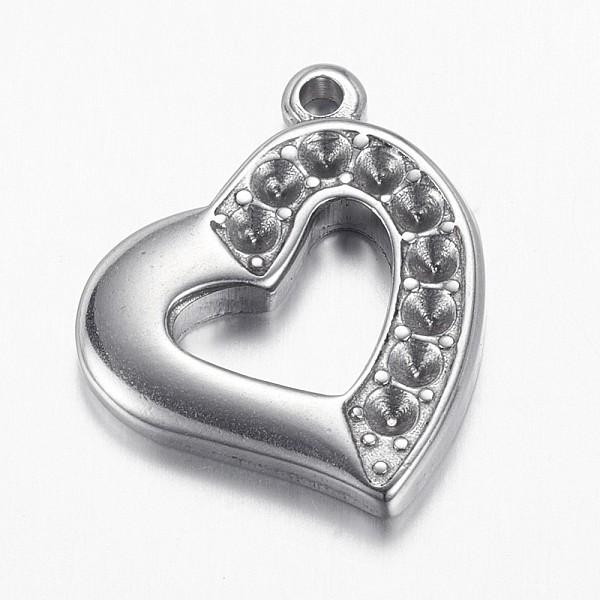 

PandaHall 304 Stainless Steel Pendant Rhinestone Settings, Heart, Stainless Steel Color, Fit for 2mm Rhinestone, 23x20x3mm, Hole: 2mm 304...