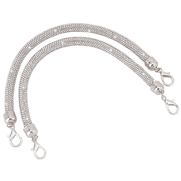 

PandaHall Alloy Rhinestone Round Rope Bag Straps, with Lobster Claw Clasps, Silver, 29.7x1.17cm Alloy Silver