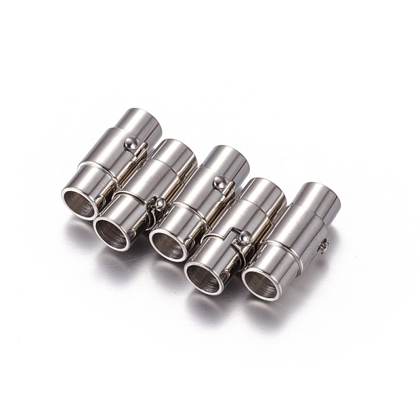

PandaHall 304 Stainless Steel Locking Tube Magnetic Clasps, Column Magnetic Closure, Stainless Steel Color, 18x7.5mm, Hole: 5mm 304...