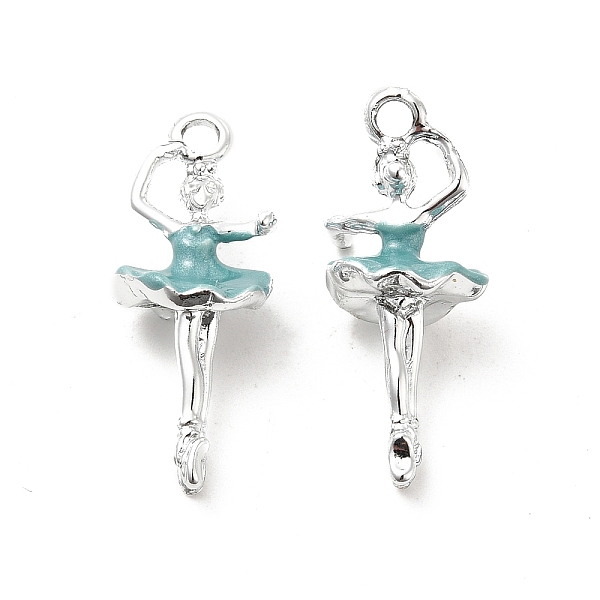 

PandaHall Rack Plating Alloy Enamel Pendants, Cadmium Free & Nickel Free & Lead Free, Dancer Charm, Platinum, Light Sea Green, 27x11x9mm...