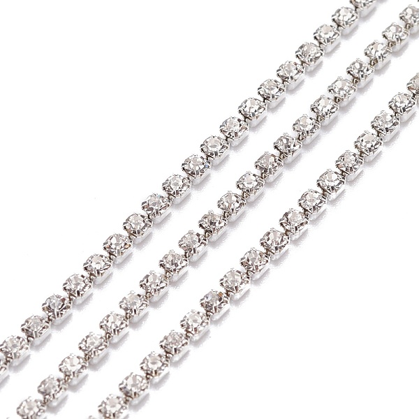 

PandaHall 2 Colors Crystal & Crystal AB Rhinestone Cup Chains, Raw(Unplated) Brass Rhinestone Strass Chains, with Plastic Spools, Mixed..., Multicolor