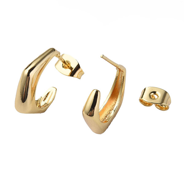 

PandaHall Brass Stud Earring Findings, with 925 Sterling Silver Pins, for Half Drilled Bead, Nickel Free, Polygon, Real 18K Gold Plated...