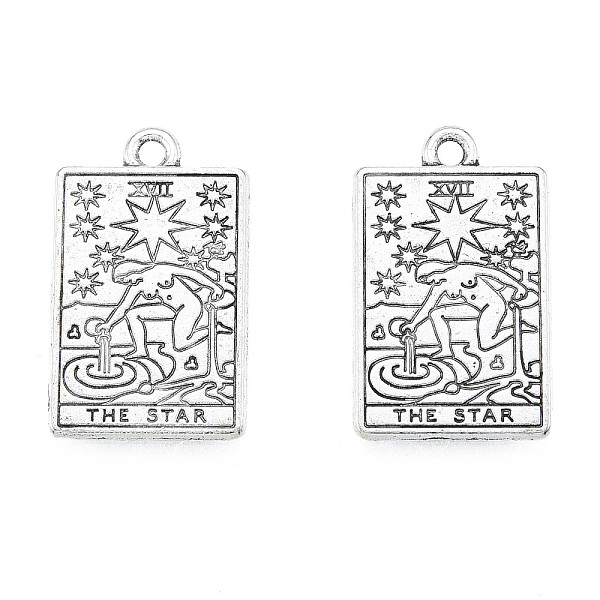 

PandaHall Rack Plating Alloy Pendants, Cadmium Free & Nickel Free & Lead Free, Tarot Charms, Antique Silver, The Star XVII, 23.5x14.5x1.5mm...