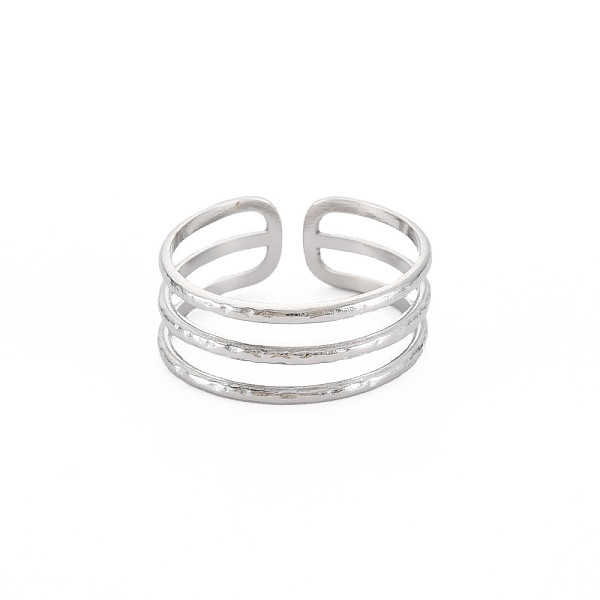 

PandaHall 304 Stainless Steel Triple Line Open Cuff Ring for Women, Stainless Steel Color, US Size 9 1/4(19.1mm) 304 Stainless Steel