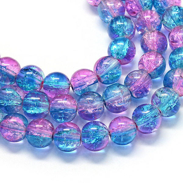 

PandaHall Baking Painted Transparent Crackle Glass Round Bead Strands, Plum, 8.5~9mm, Hole: 1.5mm, about 100~105pcs/strand, 31.8 inch Glass..., Purple