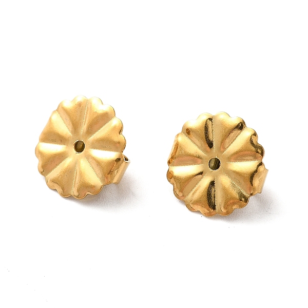 

PandaHall Ion Plating(IP) 304 Stainless Steel Friction Ear Nuts, Flower, Real 18K Gold Plated, 10x10.5x4.5mm, Hole: 1mm 304 Stainless Steel