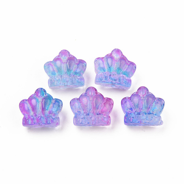 

PandaHall Two Tone Transparent Spray Painted Glass Beads, Crown, Dark Violet, 12x14x8.5mm, Hole: 1mm Glass Crown
