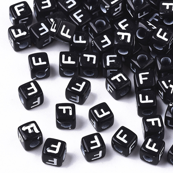 

PandaHall Opaque Acrylic Beads, Horizontal Hole, Alphabet Style, Cube, Black & White, Letter.F, 5x5x5mm, Hole: 2mm, about 5000pcs/500g...
