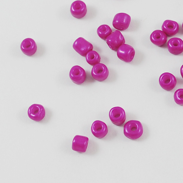 

PandaHall Baking Paint Glass Seed Beads, Magenta, 8/0, 3mm, Hole: 1mm, about 1111pcs/50g, 50g/bag, 18bags/2pounds Glass Pink
