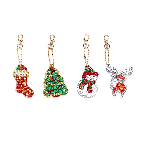 

PandaHall Christmas Theme DIY Diamond Painting Keychain Kit, Including Acrylic Board, Keychain Clasp, Bead Chain, Resin Rhinestones Bag...