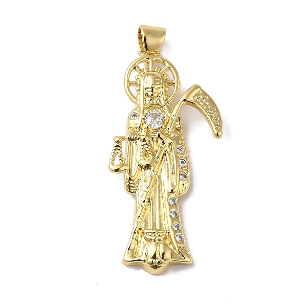 

PandaHall Rack Plating Brass Micro Pave Clear Cubic Zirconia Pendants, Long-Lasting Plated, Lead Free & Cadmium Free, Death, Real 18K Gold...
