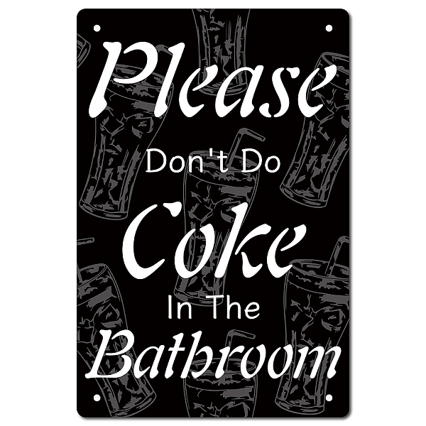 

PandaHall CREATCABIN Please Don't Coke in The Bathroom Metal Tin Sign Vintage Funny Bathroom Rules Wall Decor Art Mural Hanging Iron..., Black