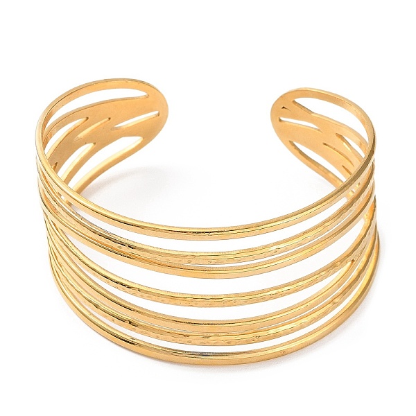 

PandaHall 304 Stainless Steel Multi Line Cuff Bangles, Golden, Inner Diameter: 2-1/4 inch(5.6cm) 304 Stainless Steel