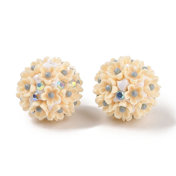 

PandaHall Handmade Polymer Clay Rhinestone Beads, with Acrylic, Round with Flower, Moccasin, 20~21mm, Hole: 2mm Polymer Clay+Acrylic..., Orange