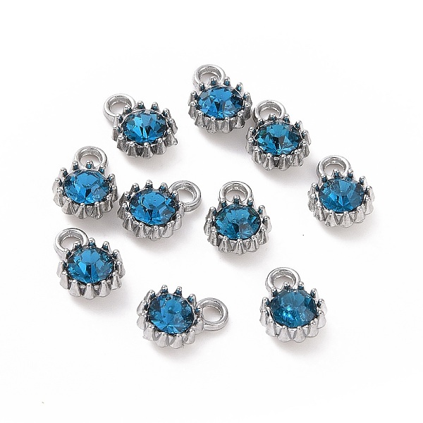 

PandaHall Alloy Glass Rhinestone Charms, Birthstone Charms, Flat Round, Platinum, Blue Zircon, 10.5x7.5x4mm, Hole: 2.1mm Alloy+Rhinestone..., Cyan