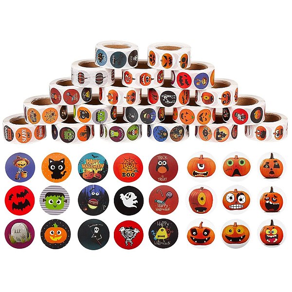 

PandaHall 20 Rolls 20 Style Halloween Theme Self Adhesive Paper Stickers, Gift Tag Stickers, Flat Round, Mixed Patterns, 2.5cm, 1roll/style...
