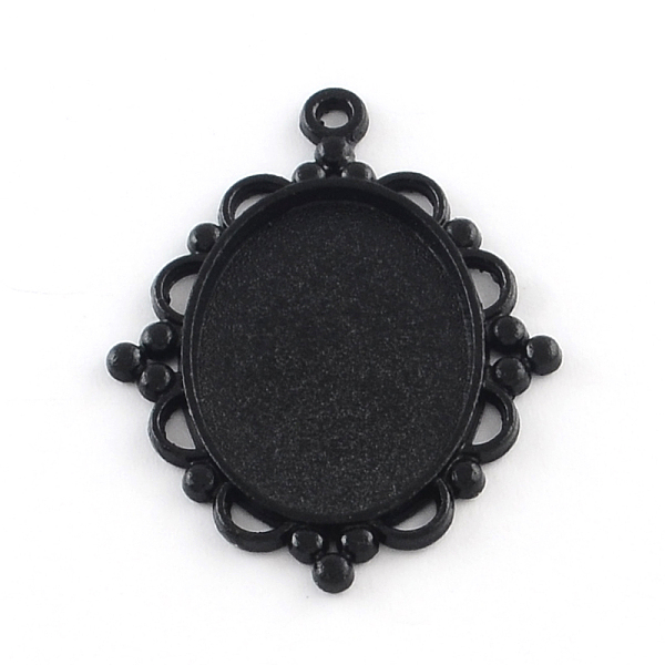 

PandaHall Electrophoresis Alloy Rhombus Pendant Cabochon Settings, Cadmium Free & Nickel Free & Lead Free, Black, Oval Tray: 25x18mm...