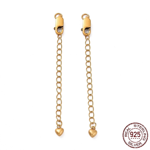

PandaHall 925 Sterling Silver Chain Extenders, with Lobster Claw Clasps & Charms, Heart, Antique Golden, 63x2.5mm, Hole: 2.4mm Sterling...