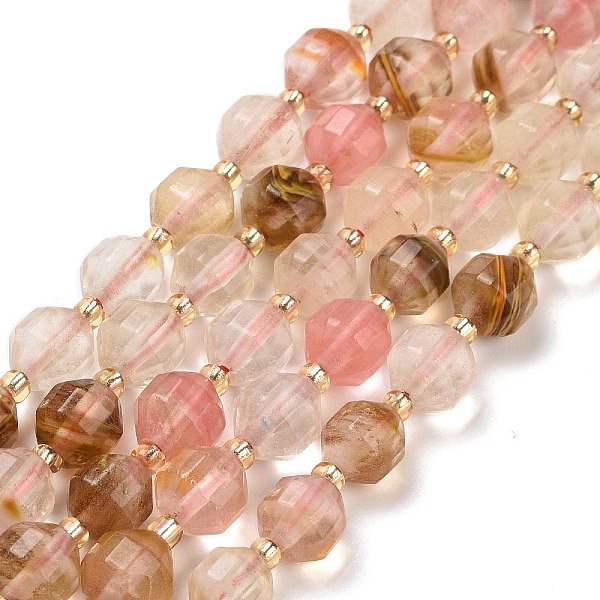 

PandaHall Tigerskin Glass Beads Strands, with Seed Beads, Faceted Bicone Barrel Drum, 8x7.5mm, Hole: 1mm, about 36pcs/strand, 14.61''...