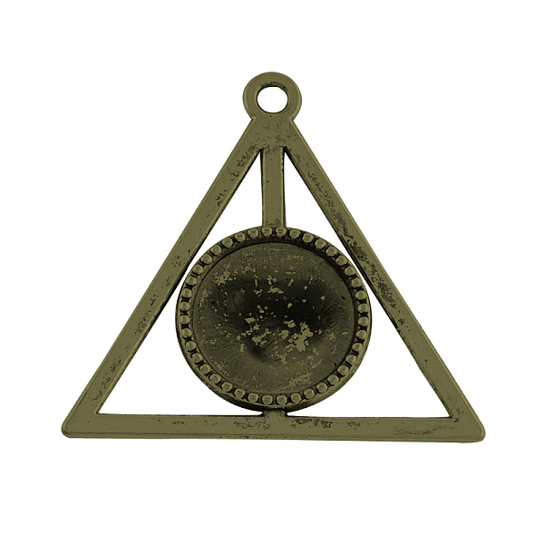 

PandaHall Tibetan Style Alloy Triangle Deathly Hallows Pendant Cabochon Settings, Cadmium Free & Nickel Free & Lead Free, Antique Bronze...