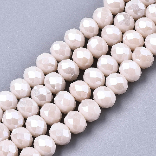 

PandaHall Electroplate Glass Beads Strands, Pearl Luster Plated, Faceted, Rondelle, Misty Rose, 4x3mm, Hole: 0.4mm, about 113~115pcs/strand..., Red