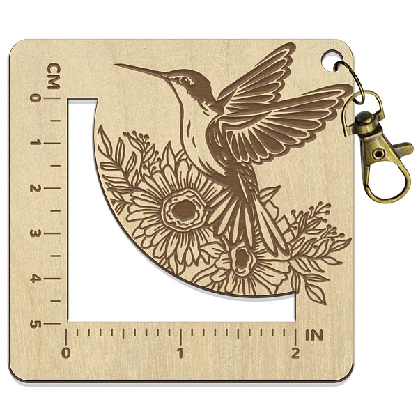

PandaHall arricraft Wooden Knitting Gauge, Hummingbird and Floral Pattern Spinning Control Card Freedom Size Conversion Hollow Crochet Ruler...