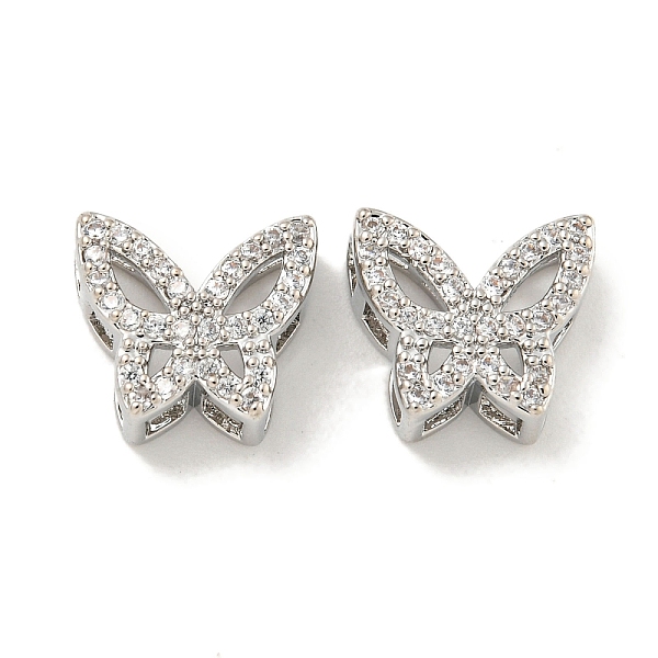

PandaHall Brass Micro Pave Clear Cubic Zirconia Beads, Butterfly, Platinum, 9x10x5mm, Hole: 2x2mm Brass+Cubic Zirconia Butterfly Clear