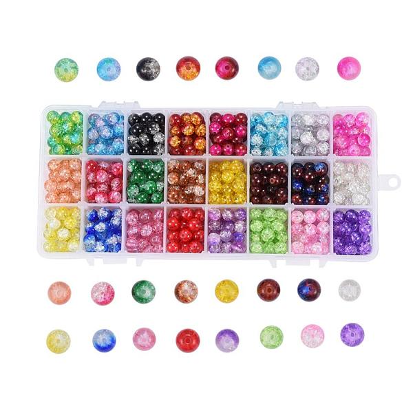 

PandaHall Baking Painted Crackle Glass Beads, Round, Mixed Color, 8mm, Hole: 1.3~1.6mm, 24 Colors, 30pcs/compartment, 720pcs/box Glass..., Multicolor