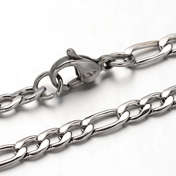

PandaHall 304 Stainless Steel Figaro Chain Necklaces, with Lobster Claw Clasps, Stainless Steel Color, 21.6 inch(55cm), 3.5mm 304 Stainless...