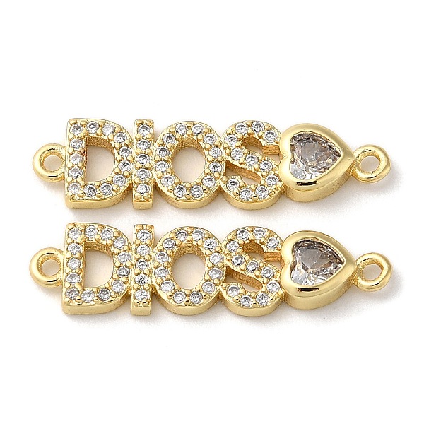 

PandaHall Rack Plating Brass Pave Clear Cubic Zirconia Connector Charms, Long-Lasting Plated, Lead Free & Cadmium Free, Letter DIOS Heart...