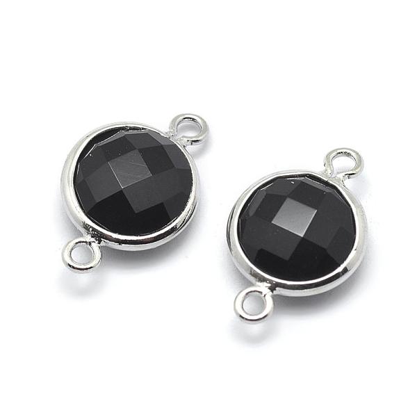 

PandaHall Brass Links connectors, with Faceted Glass, Flat Round, Lead Free & Cadmium Free, Platinum, Black, 14x9x3.5mm, Hole: 1mm Glass...