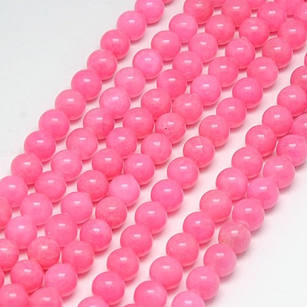 

PandaHall Natural Yellow Jade Beads Strands, Dyed, Round, Hot Pink, 8mm, Hole: 1mm, about 50pcs/strand, 15.75 inch Yellow Jade Round Pink