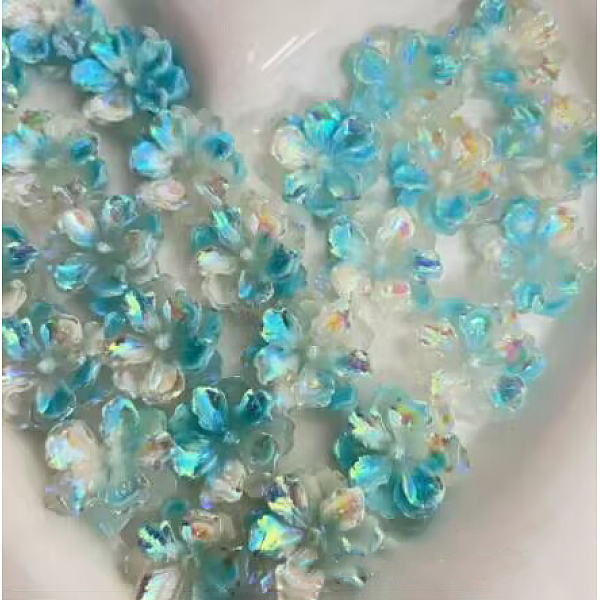 

PandaHall Luminous Resin Cabochons, AB Color, Glow in the Dark Flower, Cornflower Blue, 23.5x8mm Resin Flower
