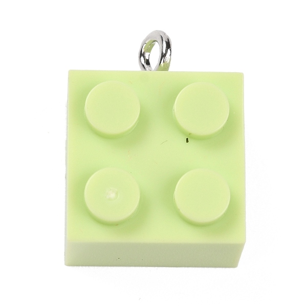 

PandaHall Resin Pendants, with Platinum Iron Loop, Toy Bricks, Light Green, 21x15.5x11mm, Hole: 2.6mm Iron+Resin Others