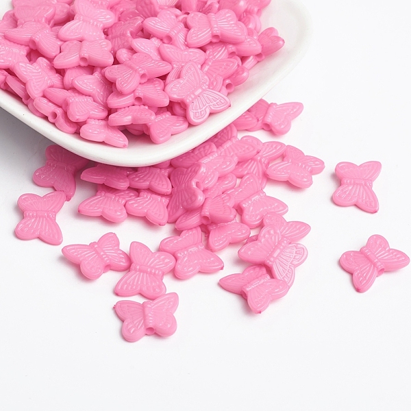 

PandaHall Opaque Acrylic Beads, Butterfly, Pearl Pink, 11x14x4mm, Hole: 2mm, about 1920pcs/50g Acrylic Butterfly Pink