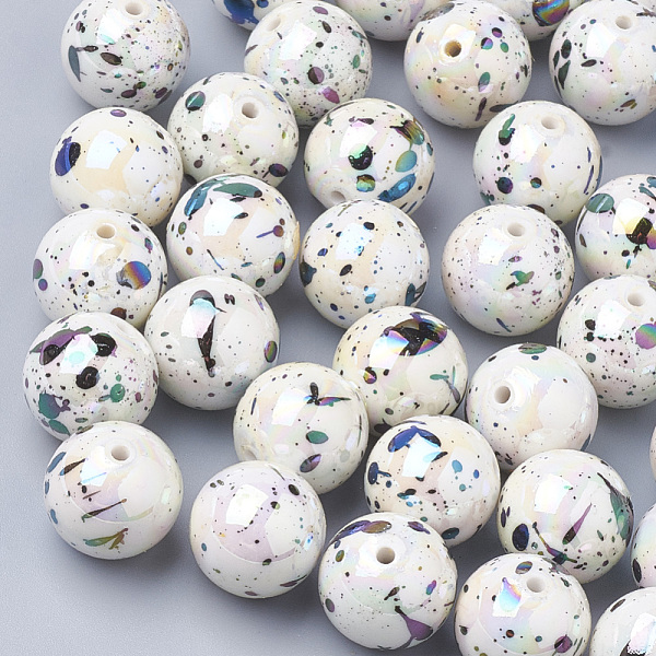 

PandaHall AB-Color Spray Painted Acrylic Beads, Round, White, 14mm, Hole: 2.5mm Acrylic Round White