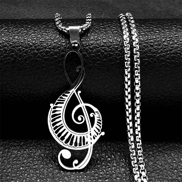 

PandaHall 304 Stainless Steel Pendant Necklaces, Musical Note, Stainless Steel Color, 23.62 inch(60cm) 304 Stainless Steel Musical Note