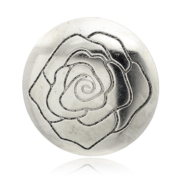 

PandaHall Iron Pendants, Flat Round with Rose Flower Pattern, Antique Silver, 45x3mm, Hole: 5mm Iron Flat Round