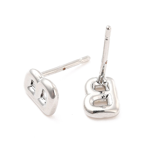 

PandaHall Brass Hollow Out Initial Letter Stud Earrings for Women, Platinum, Lead Free & Cadmium Free, Letter.B, 7x5x1.5mm, Pin: 0.8mm Brass...