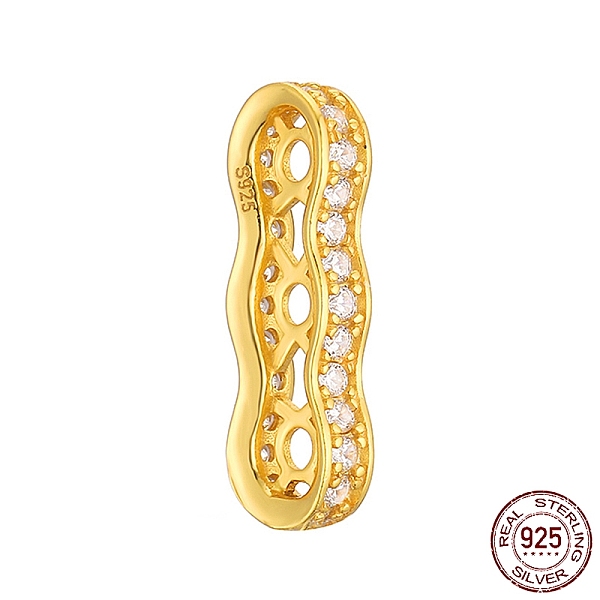 

PandaHall 3 Hole 925 Sterling Silver Multi-Strand Links, Cubic Zirconia Spacer Bars, with S925 Stamp, Real 18K Gold Plated, 19.5x7x3mm, Hole..., Clear