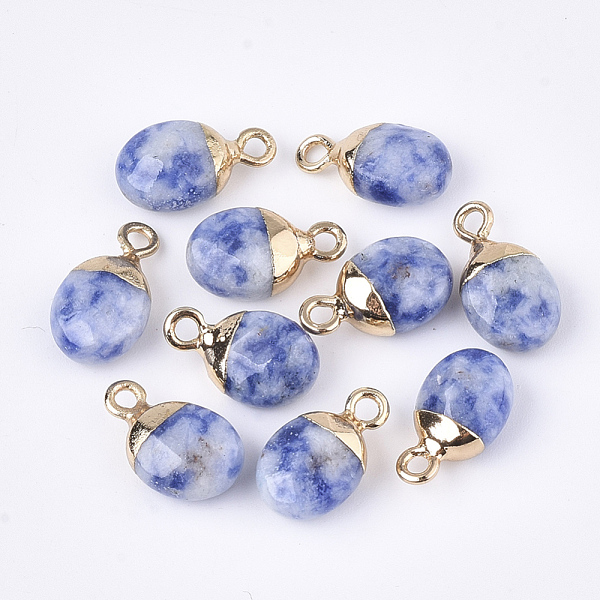 

PandaHall Electroplate Natural Blue Spot Stone Charms, with Iron Findings, Faceted, Oval, Golden, 14~15x8x5~5.5mm, Hole: 1.8mm Blue Spot...