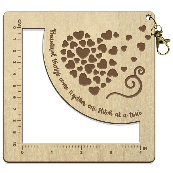 

PandaHall Wooden Square Frame Crochet Ruler, Knitting Needle Gauge, Heart, 13x13x0.5cm Wood Heart