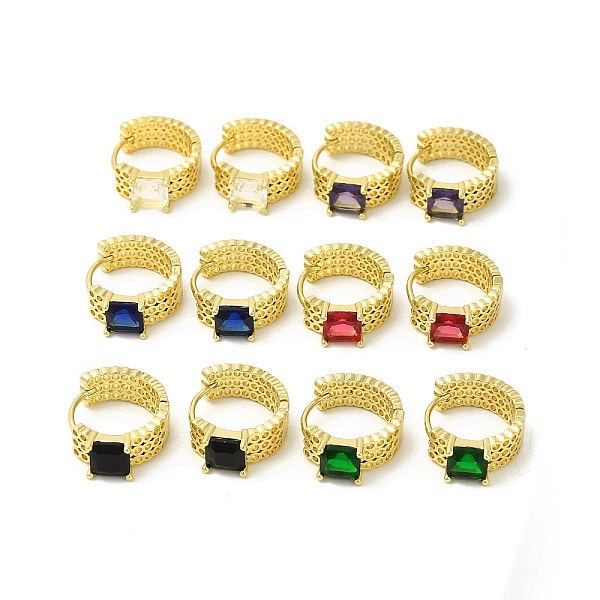 

PandaHall Glass Square Hoop Earrings, Real 18K Gold Plated Brass Jewelry for Women, Cadmium Free & Nickel Free & Lead Free, Mixed Color..., Multicolor