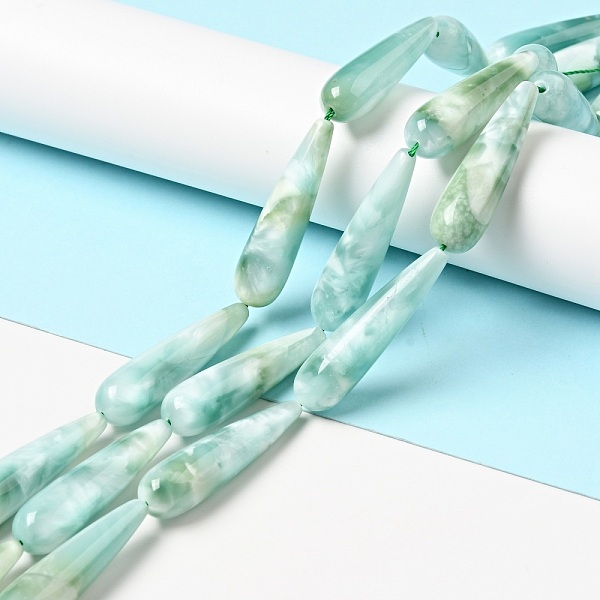 

PandaHall Natural Glass Beads Strands, Grade AB+, Teardrop, Aqua Blue, 40x10mm, Hole: 1.2mm, about 10pcs/strand, 15.5~15.7''(39.37~39.88cm)..., Cyan