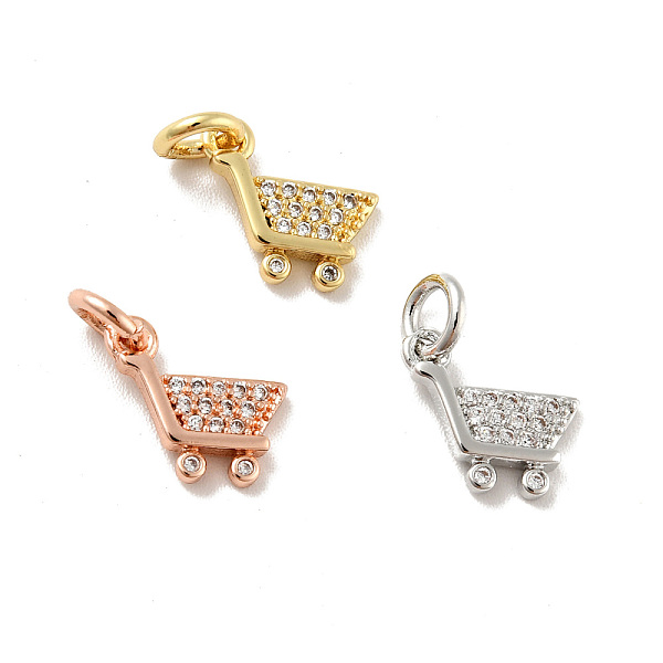

PandaHall Shopping Cart Brass Micro Pave Clear Cubic Zirconia Charms, with Jump Rings, Cadmium Free & Lead Free, Mixed Color, 9.5x10x2mm...